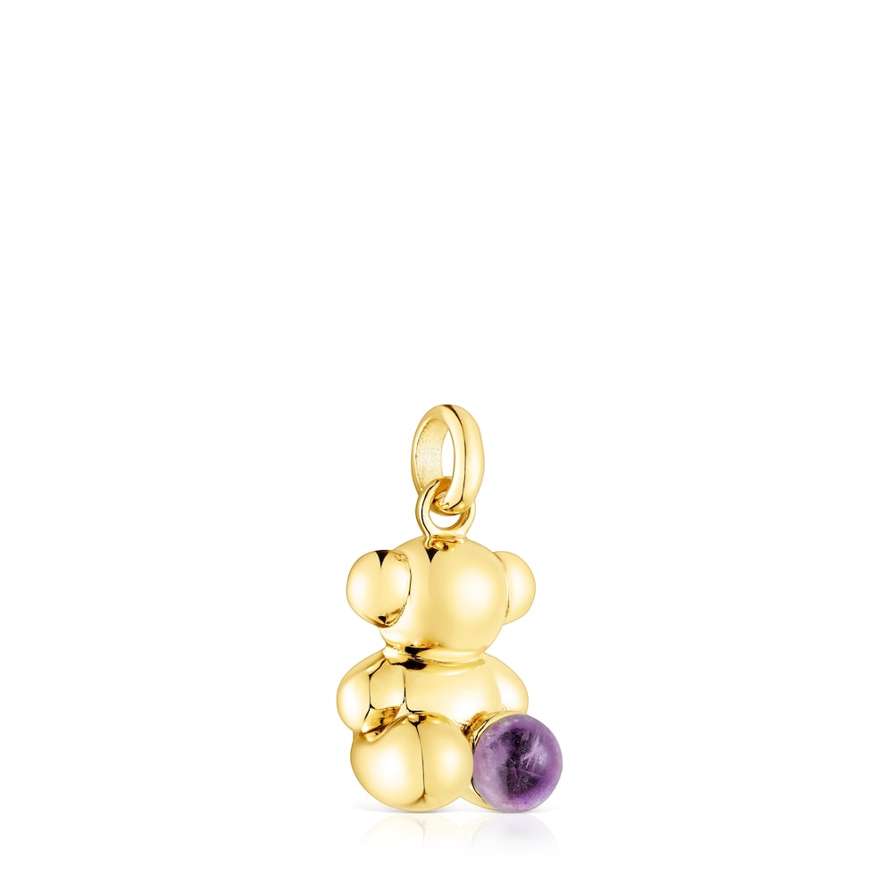 Silver vermeil Bold Bear pendant with amethyst |