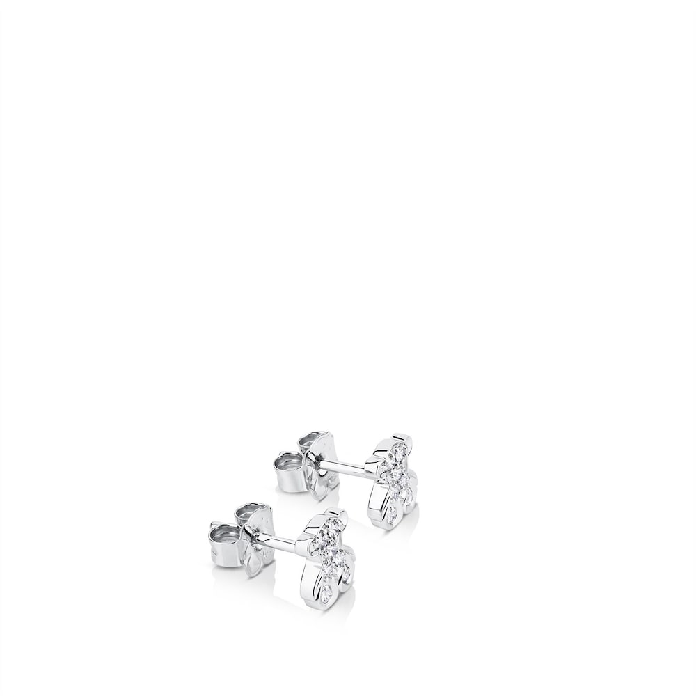 White Gold Bear Earrings Bear motif |