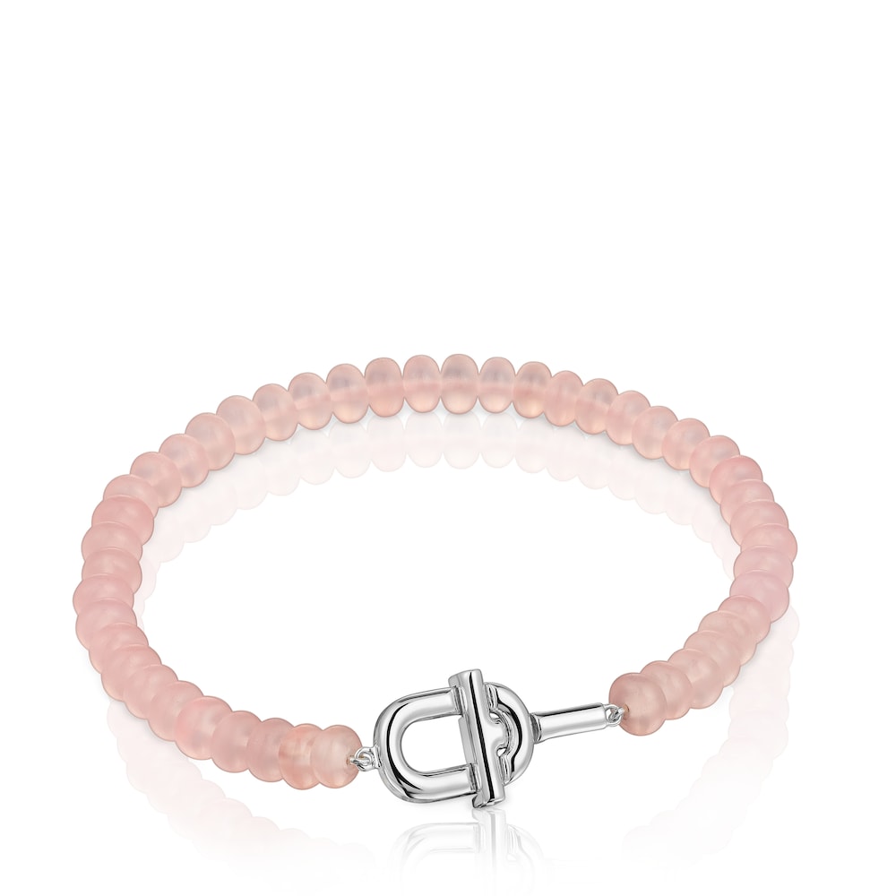 Silver Bracelet with treated pink chalcedony MANIFESTO