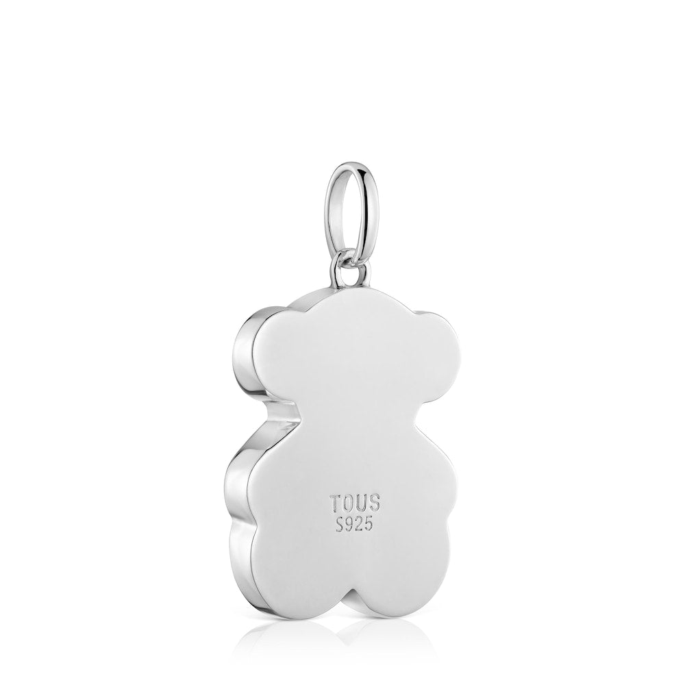 Medium silver Pendant with onyx bear motif in onyx Icon Color