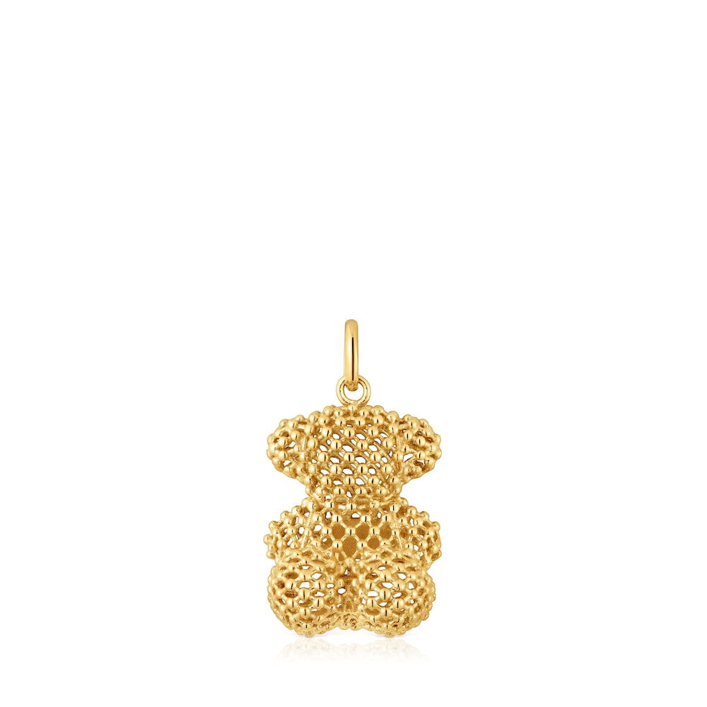 Medium texturized gold bear Pendant Bold Bear