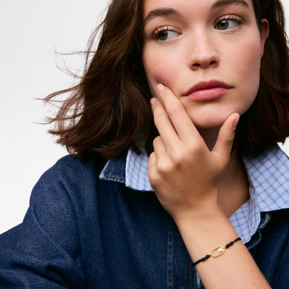 Two-tone black nylon Bracelet Camille