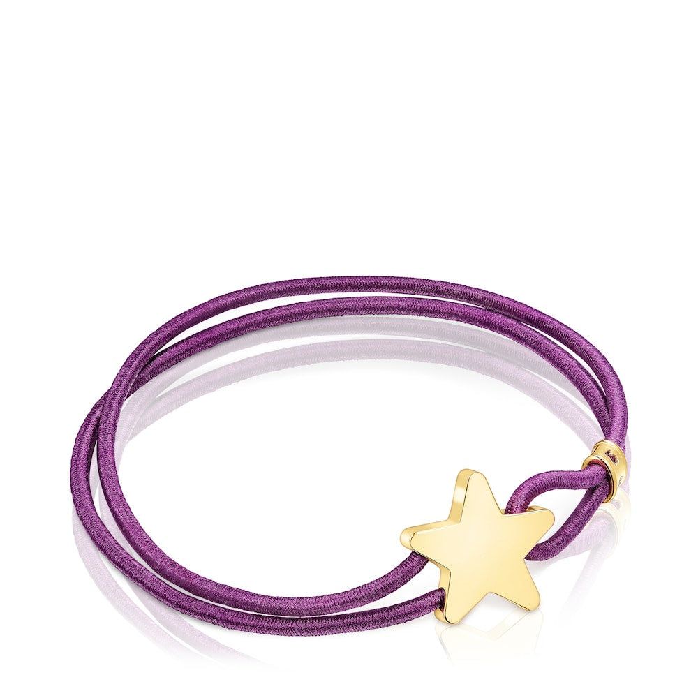 Lilac-colored elastic Sweet Dolls Bracelet with silver vermeil star |