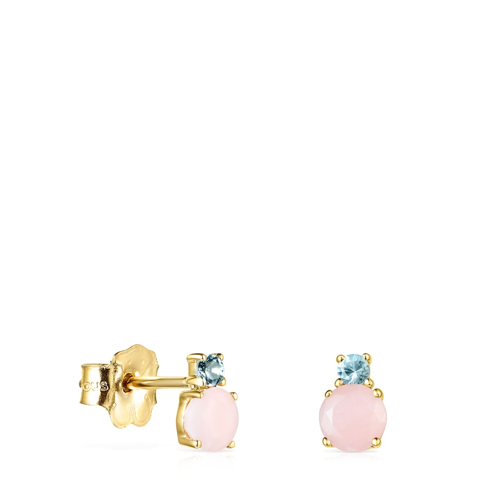 Mini Ivette Earrings in Gold with Opal and Topaz |