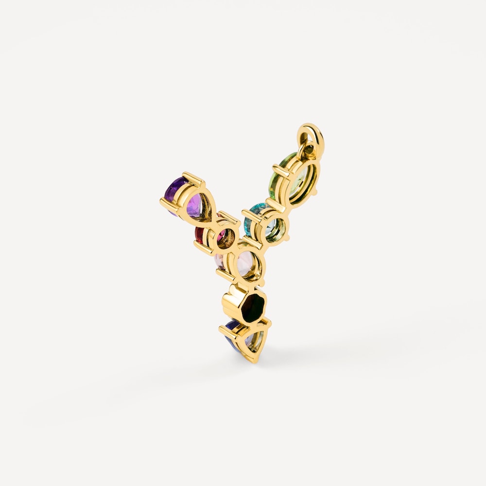 letter Y Pendant with gemstones ATELIER