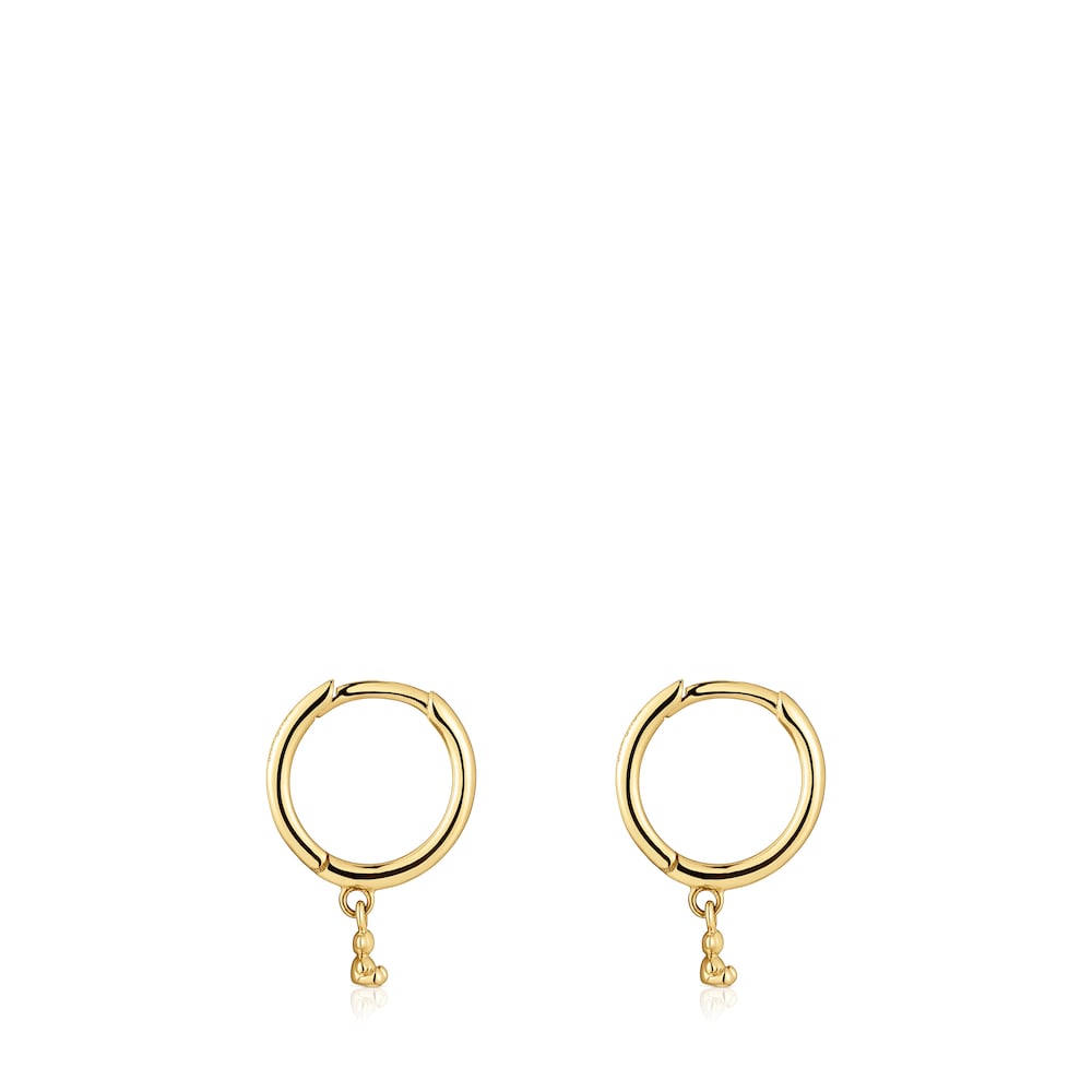 Gold and bear charm Hoop earrings Bold Bear |