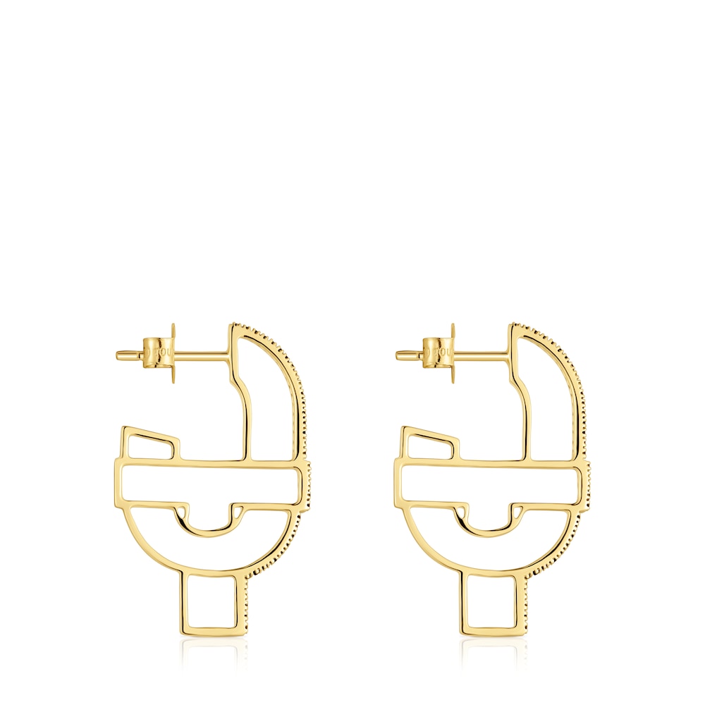 Gold silhouette Hoop earrings with spinels MANIFESTO |