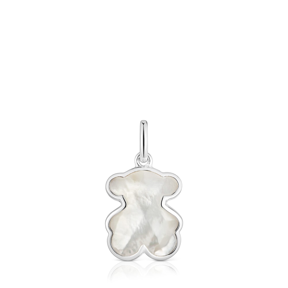 Small silver Pendant with mother-of-pearl bear charm Icon Color