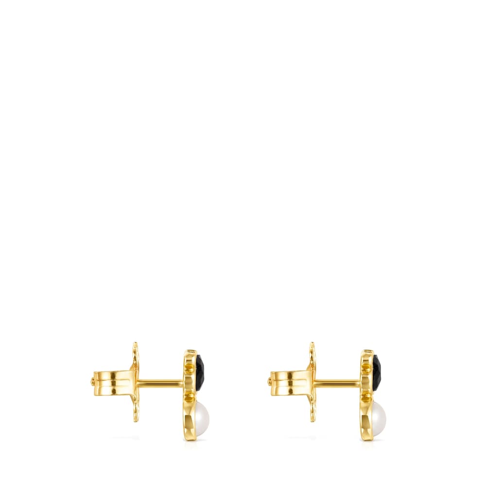 Glory Earrings in Silver Vermeil with Onyx and Pearl |