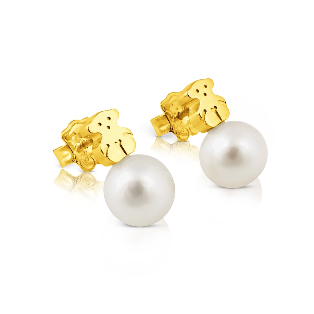 Gold Sweet Dolls Earrings with pearls Bear motif |