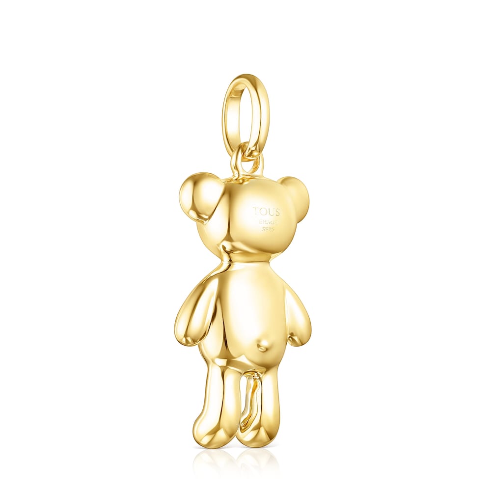 Silver Vermeil Teddy Bear Stars Pendant with Gemstones |