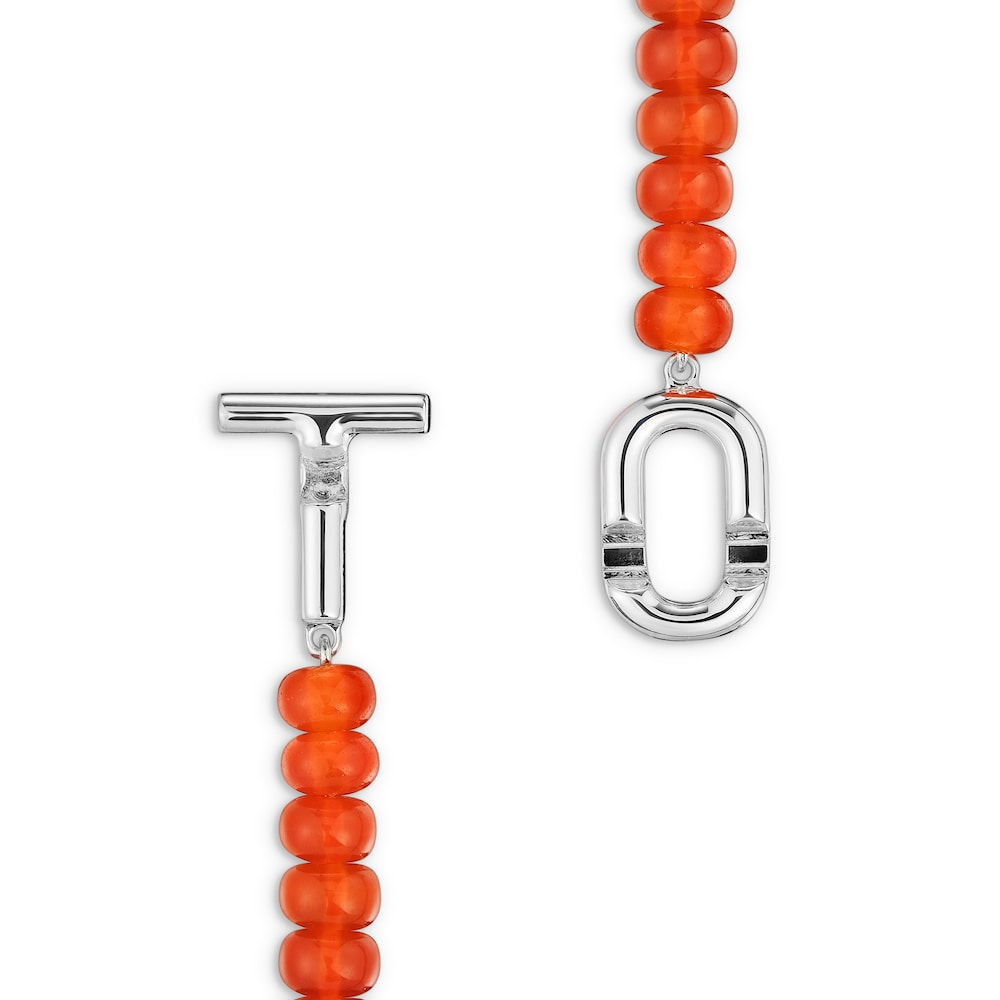 Silver Bracelet with treated orange chalcedony MANIFESTO