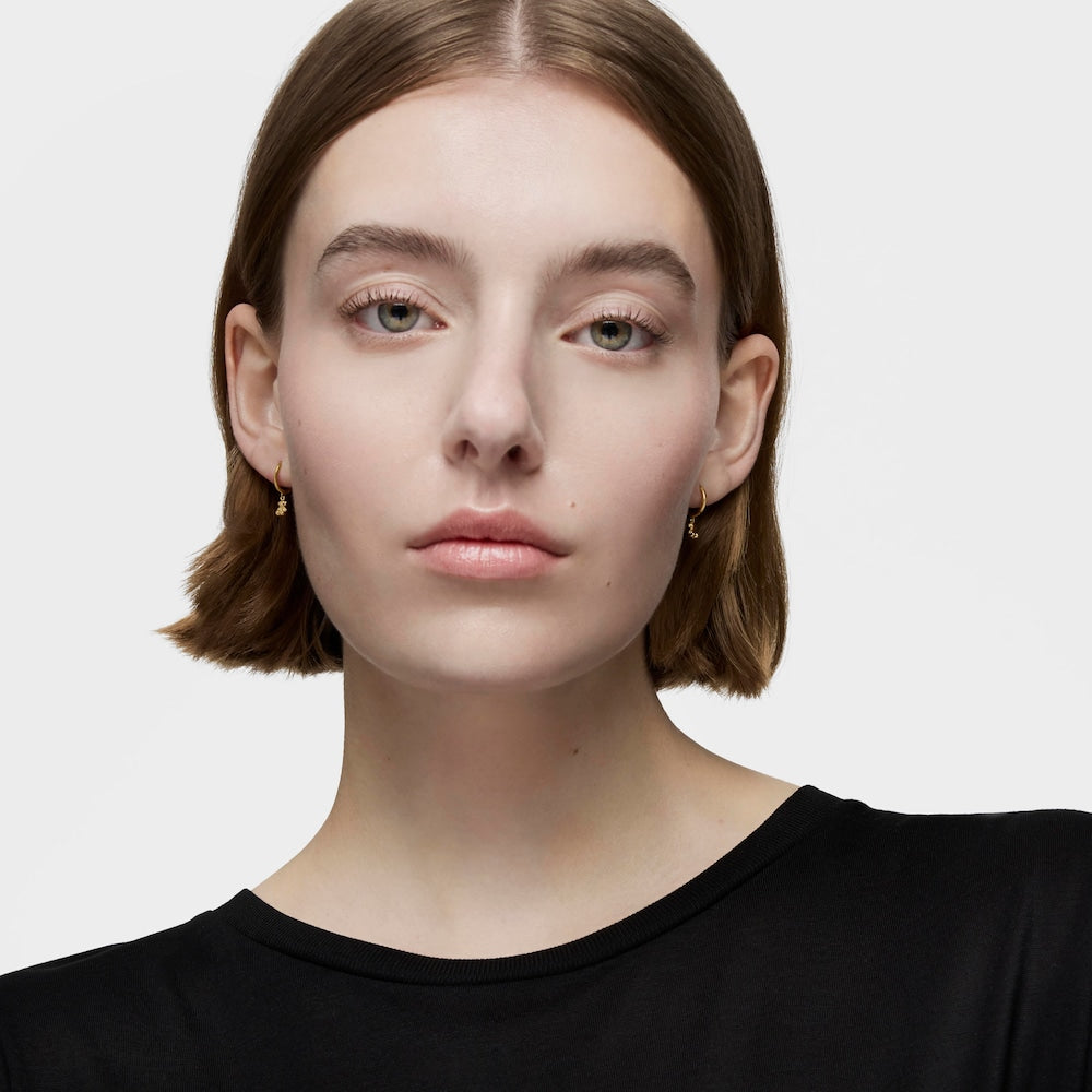Bold Bear Gold and bear charm Hoop earrings |