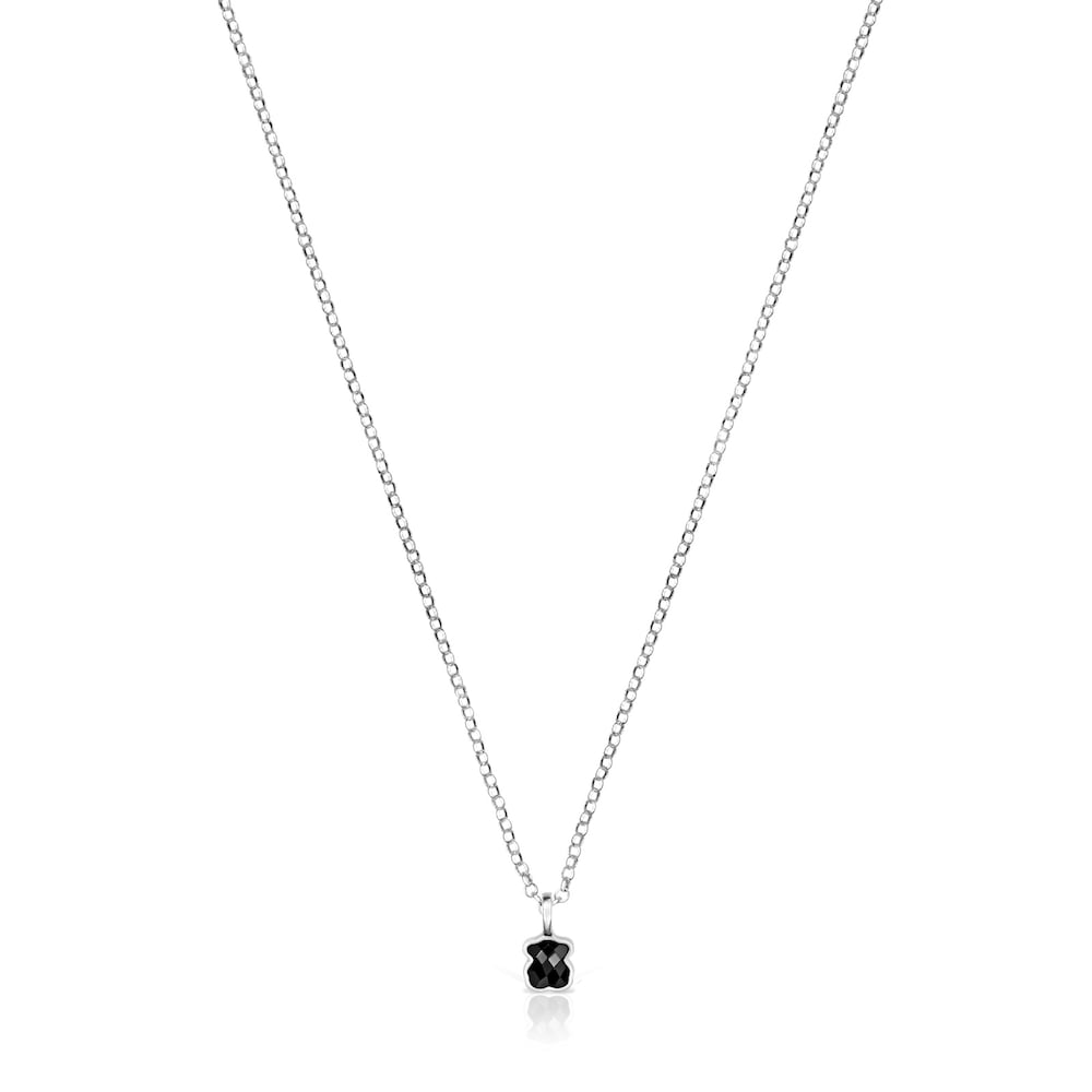 Mini Onix Necklace in Silver with Onyx 0,4cm |