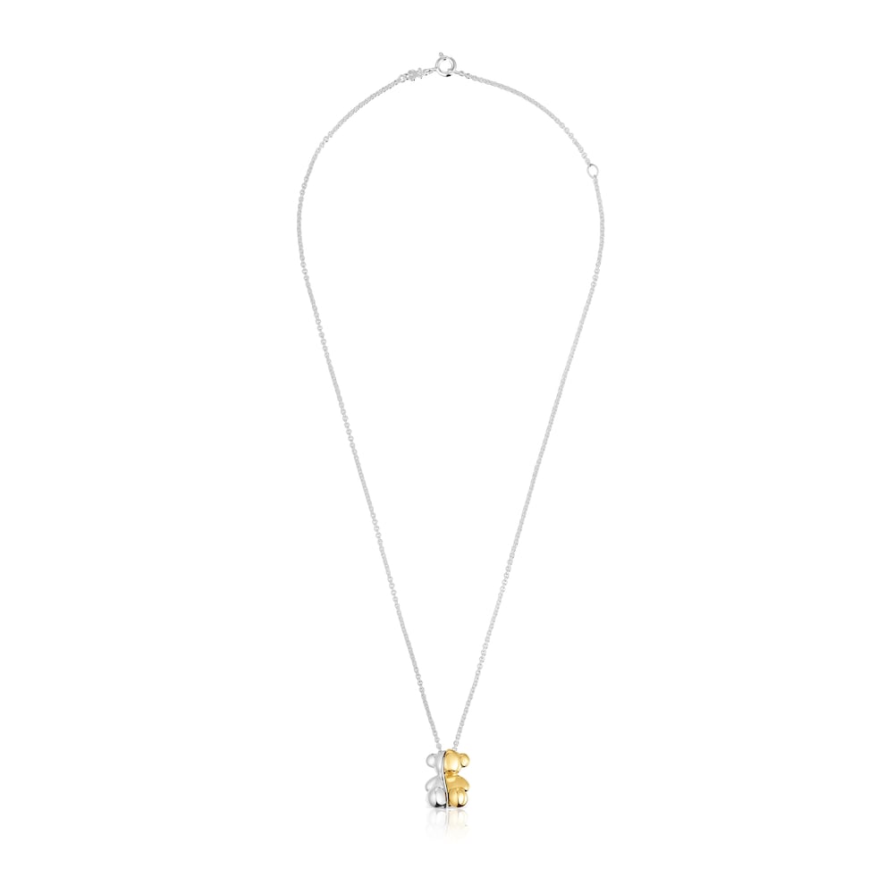 Short two-tone bear Double necklace My Other Half |