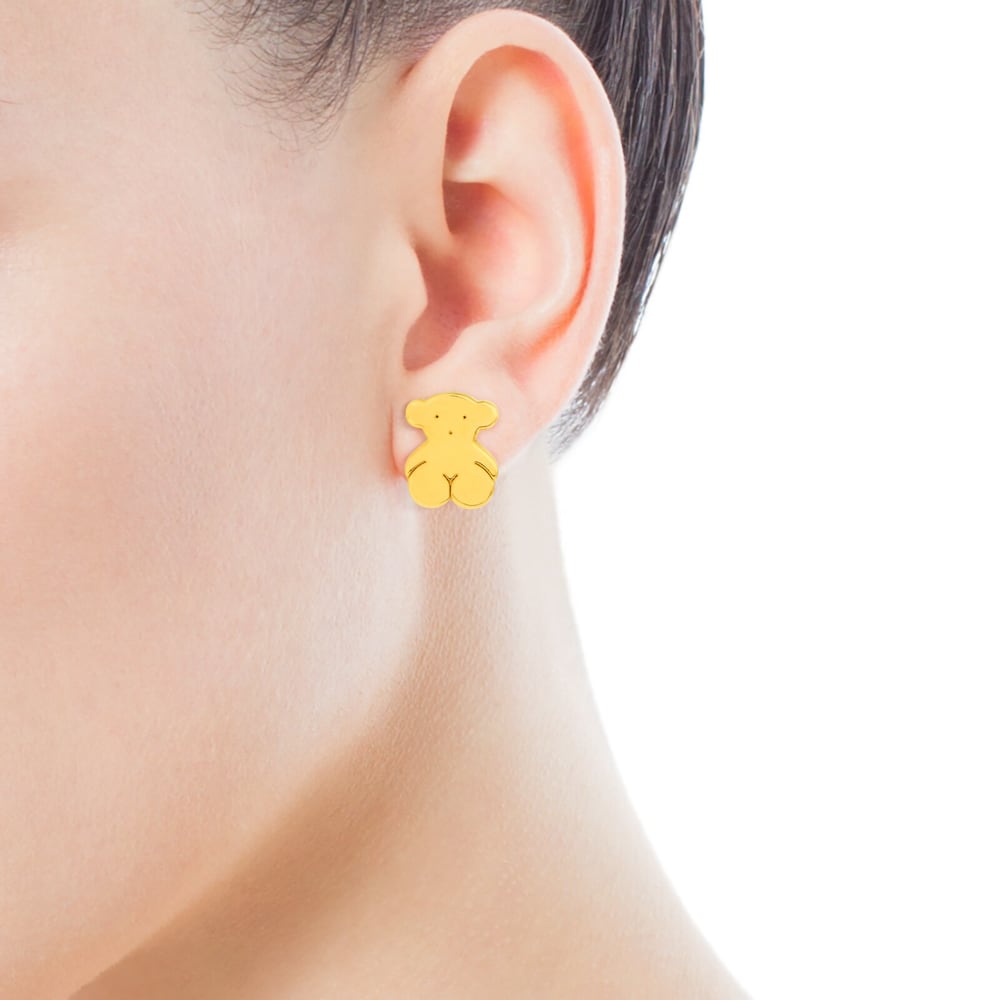 Gold Sweet Dolls Earrings big Bear motif Push back |