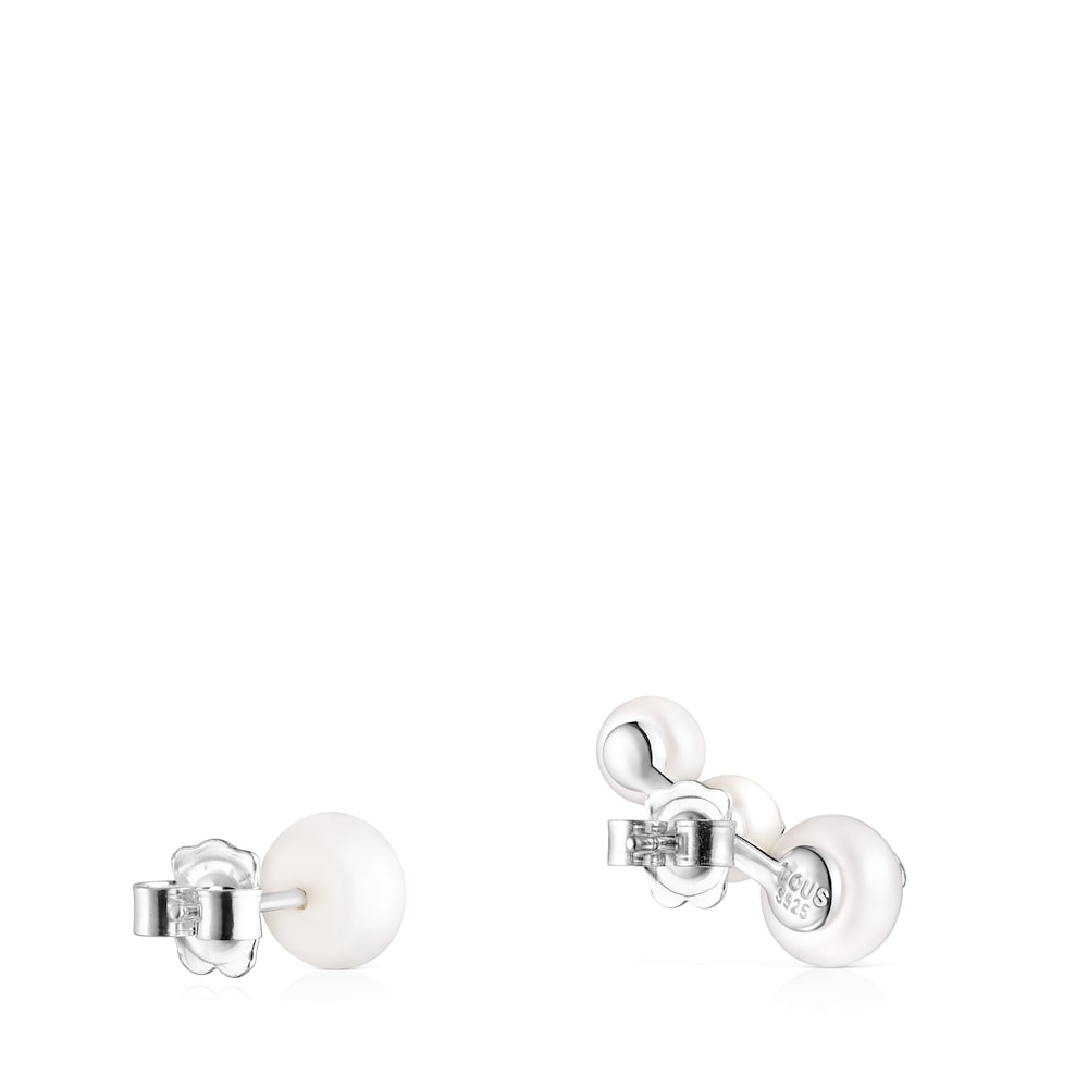 Silver and Pearl Icon Pearl Earrings |
