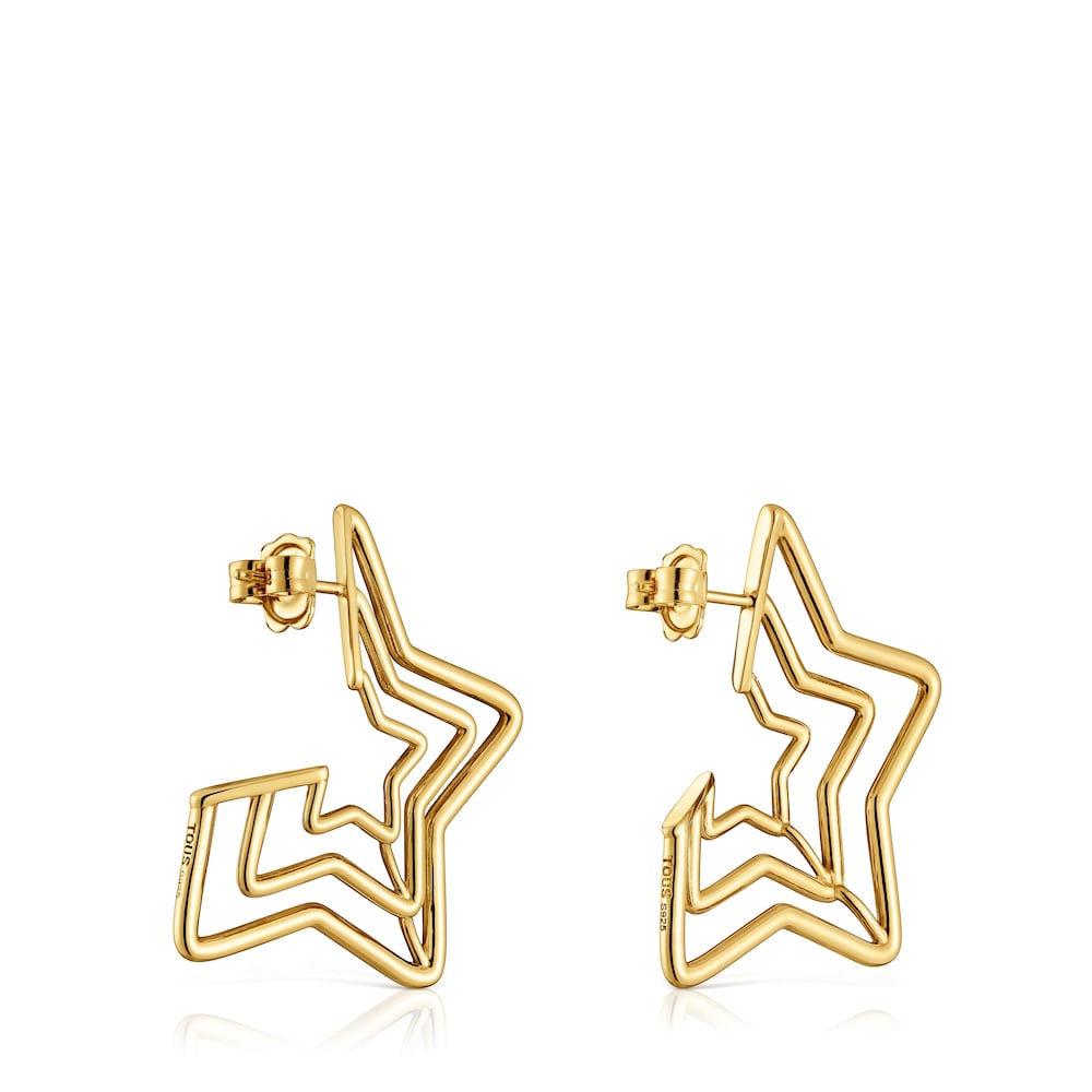 Bickie triple star Earrings with 18 kt gold plating over silver |