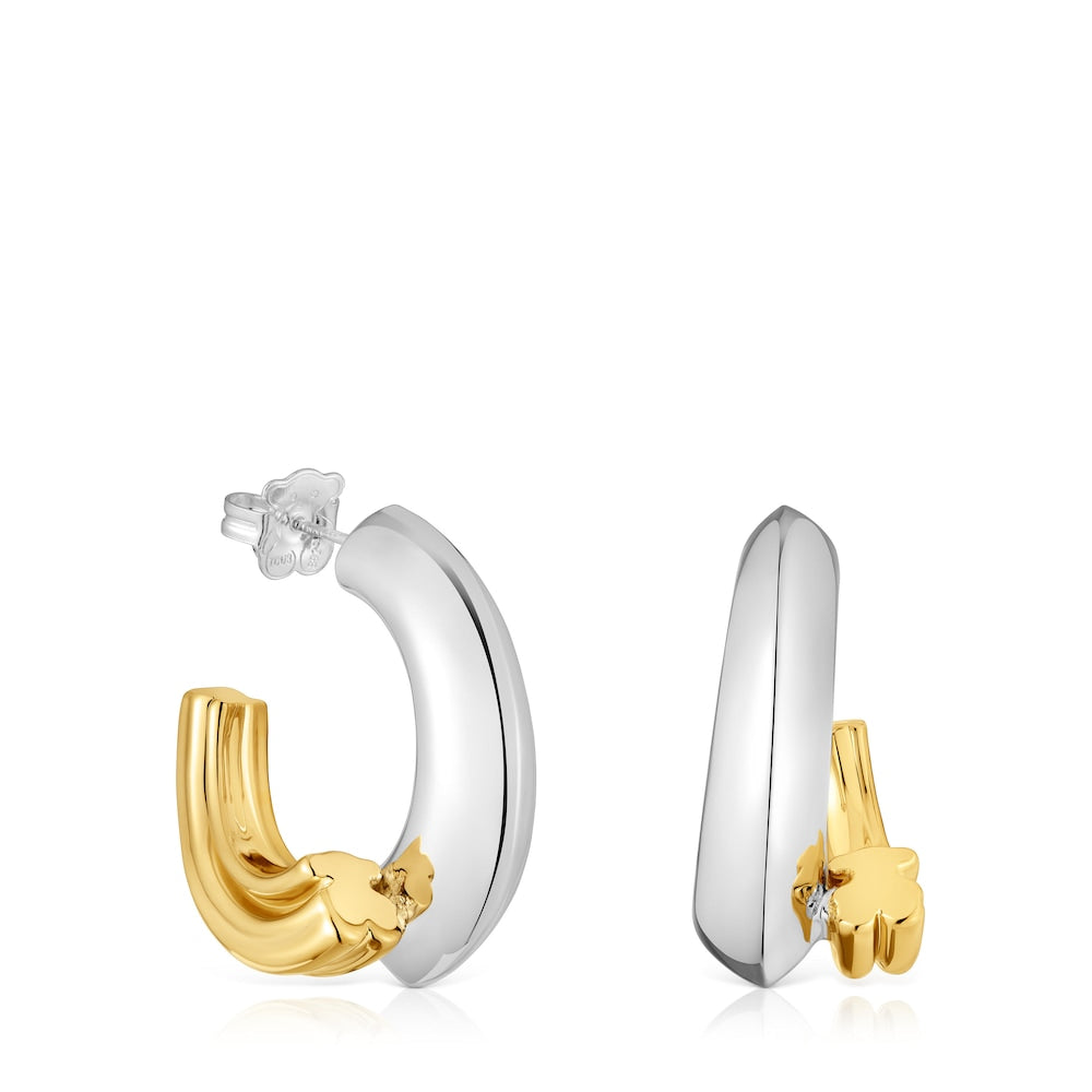 Two-tone long Hoop earrings with bear motif 1950 |
