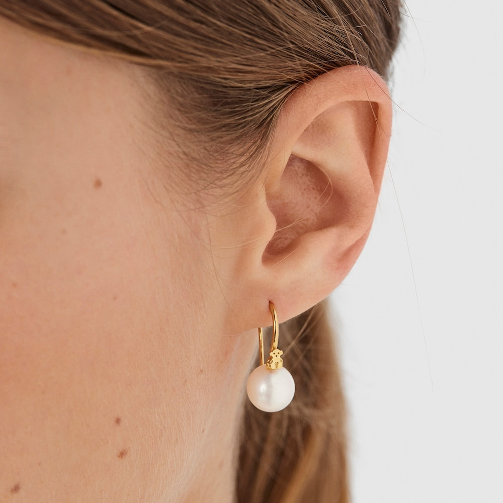 Short Silver Vermeil Gloss Earrings with Pearl |