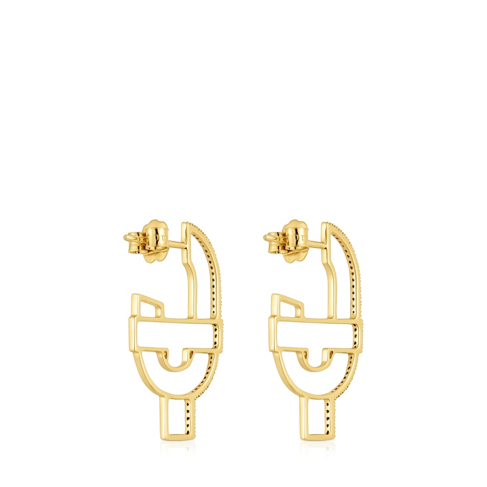 Gold silhouette Hoop earrings with spinels MANIFESTO |