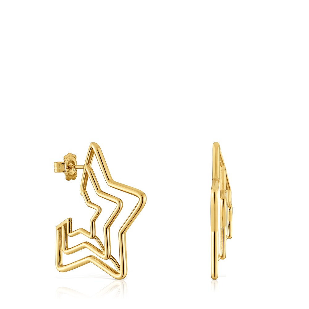 Bickie triple star Earrings with 18 kt gold plating over silver |