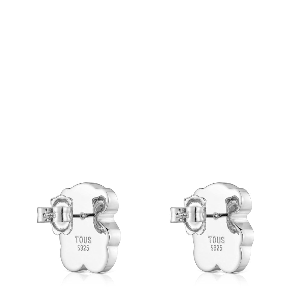 16 mm silver and onyx bear Earrings Icon Color
