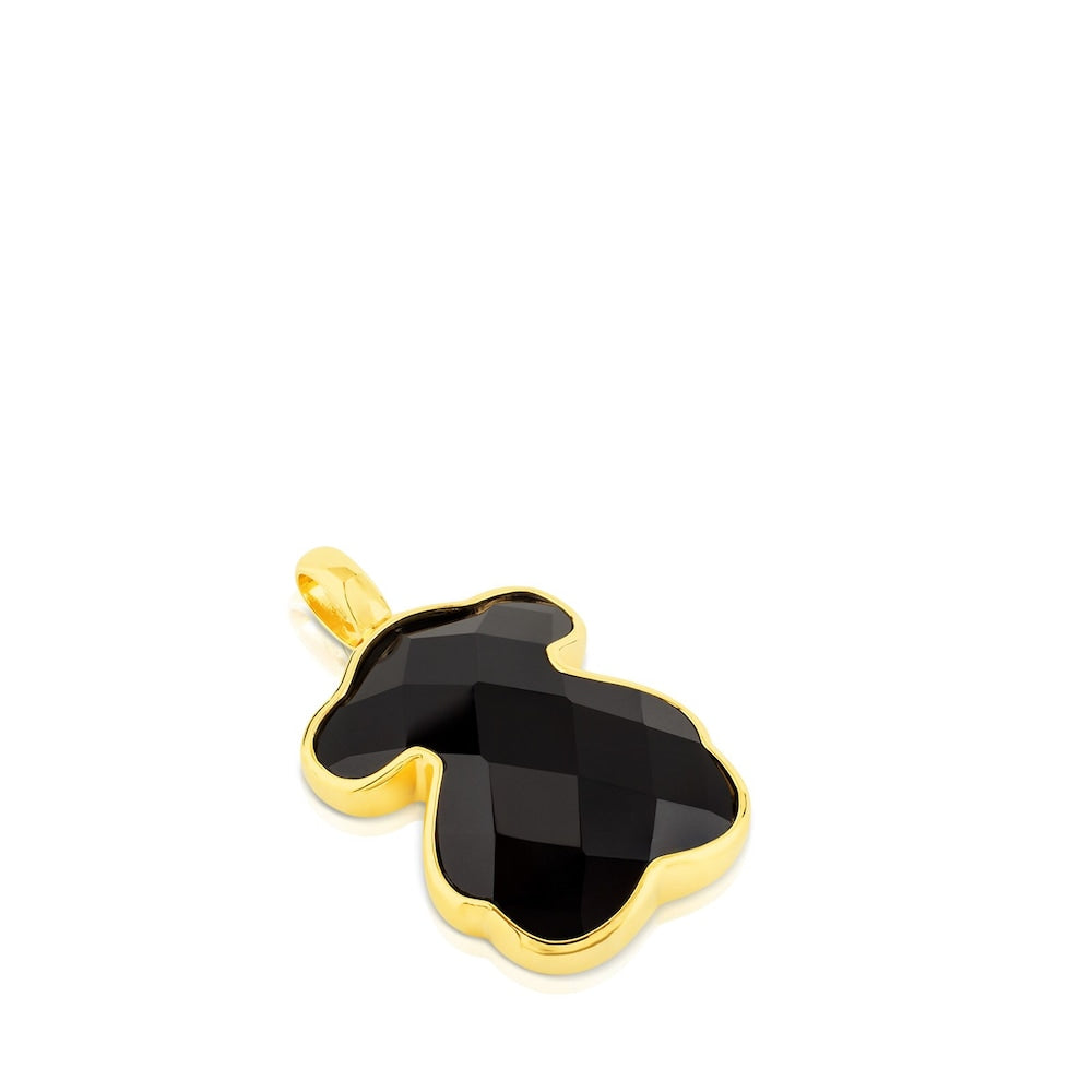 Vermeil Silver Bear Pendant with Onyx