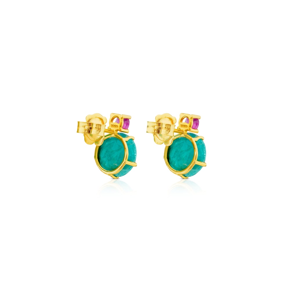 Ivette Earrings in Gold with Amazonite and Ruby