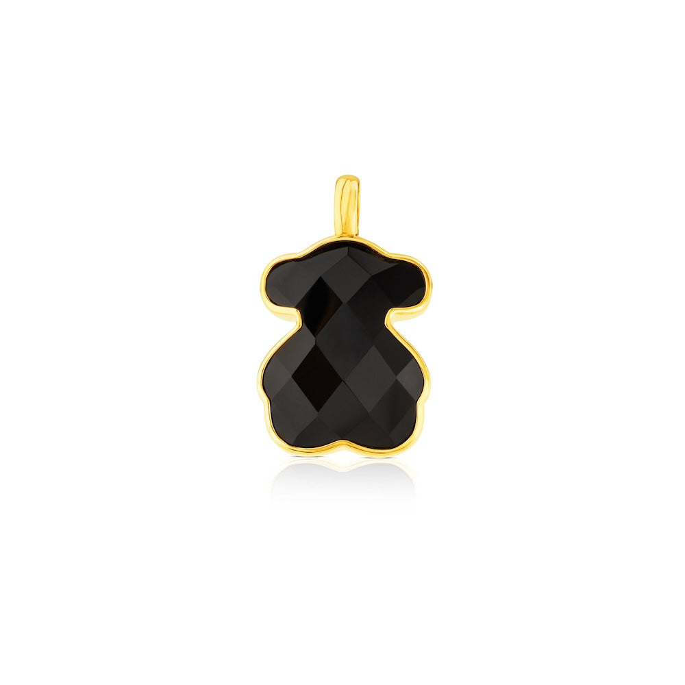 Vermeil Silver Bear Pendant with Onyx |