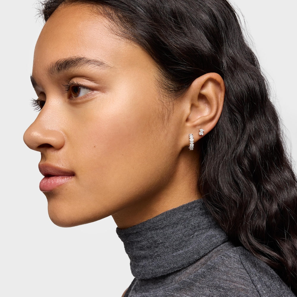 White Gold Puppies hoop Earrings |