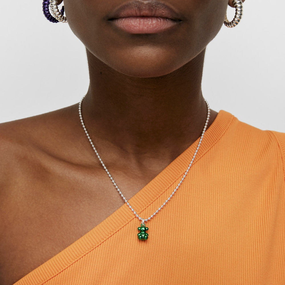 Small Bold Bear green steel bear Pendant |