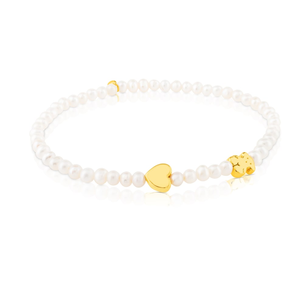 Gold Sweet Dolls XXS Bracelet with Pearls Bear and Heart motifs