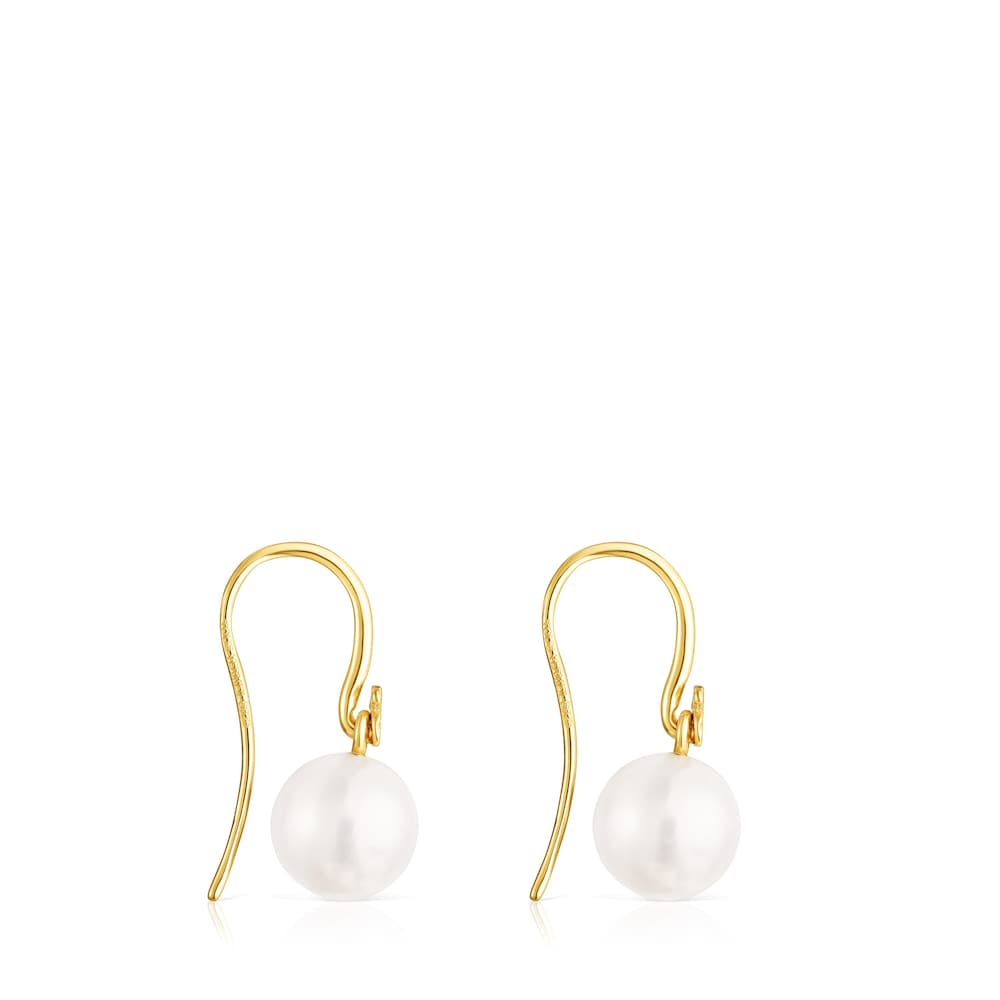 Short Silver Vermeil Gloss Earrings with Pearl |