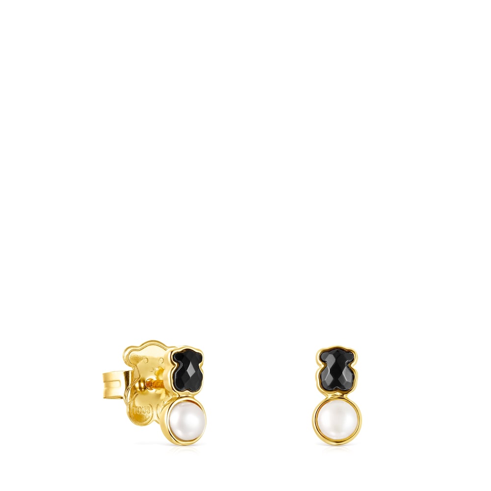 Glory Earrings in Silver Vermeil with Onyx and Pearl |