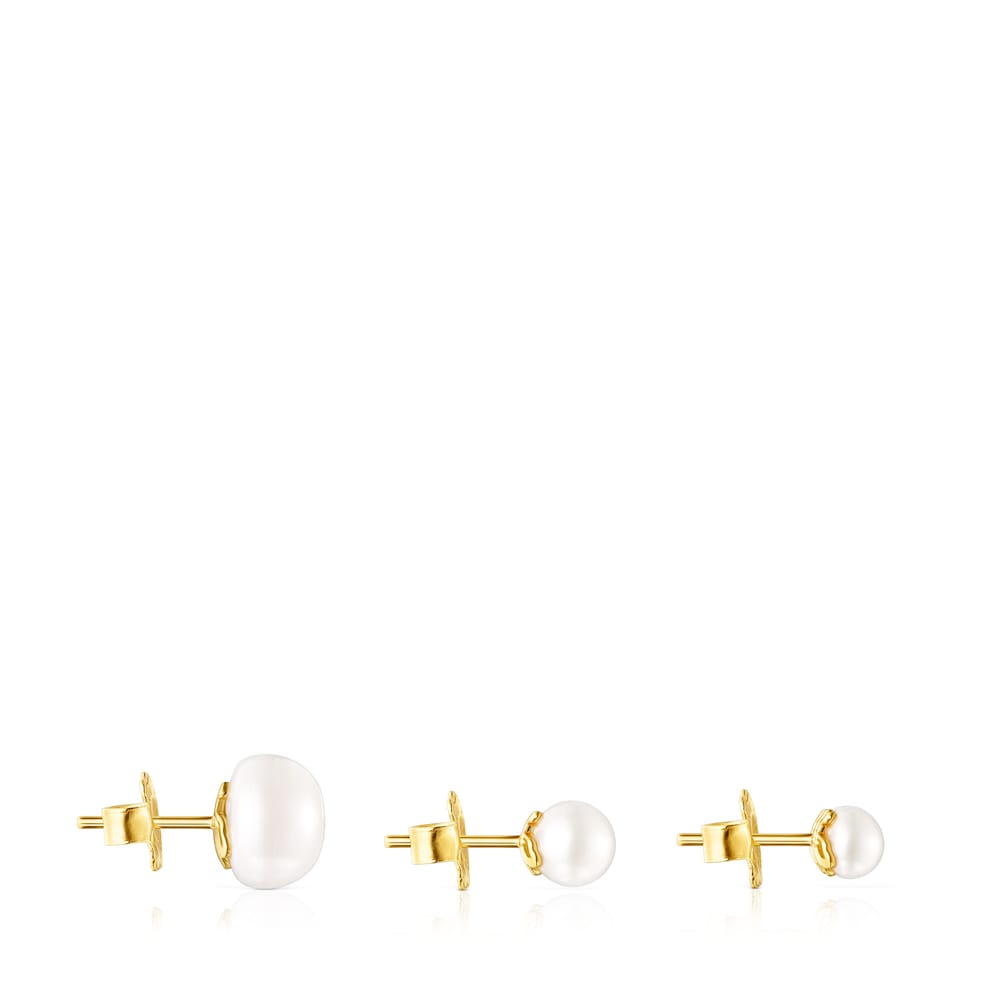 Set of Gloss Earrings with Pearls |