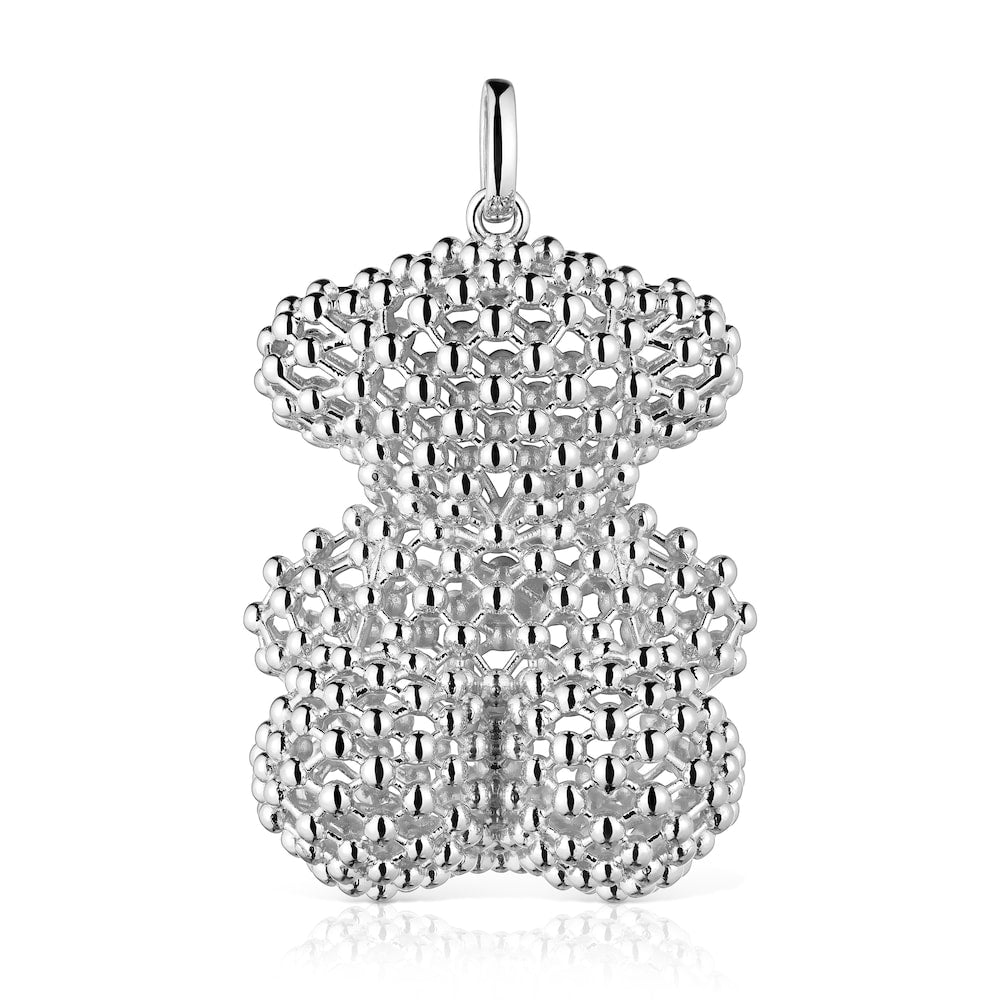 Large silver texturized bear Pendant Bold Bear