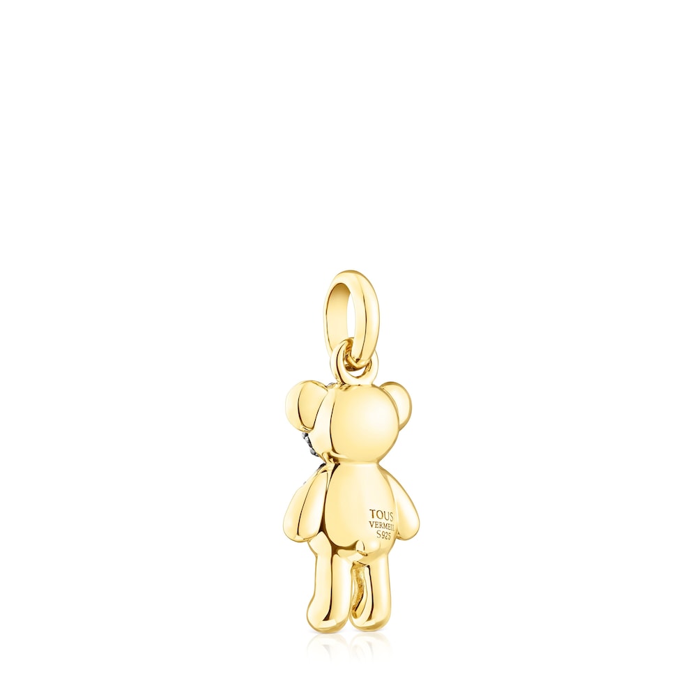 Silver vermeil Teddy Bear Splash Pendant with smoky quartz |