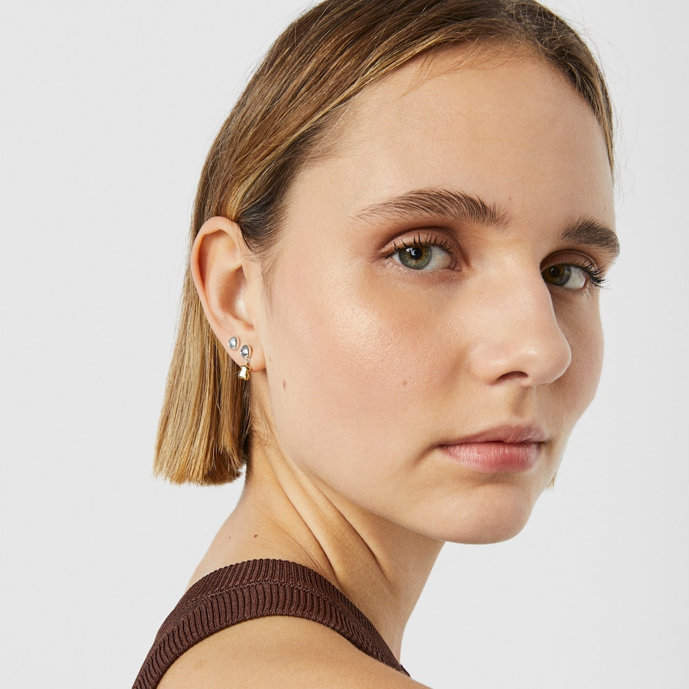 Short two-tone Joy Bits Earrings with bear |
