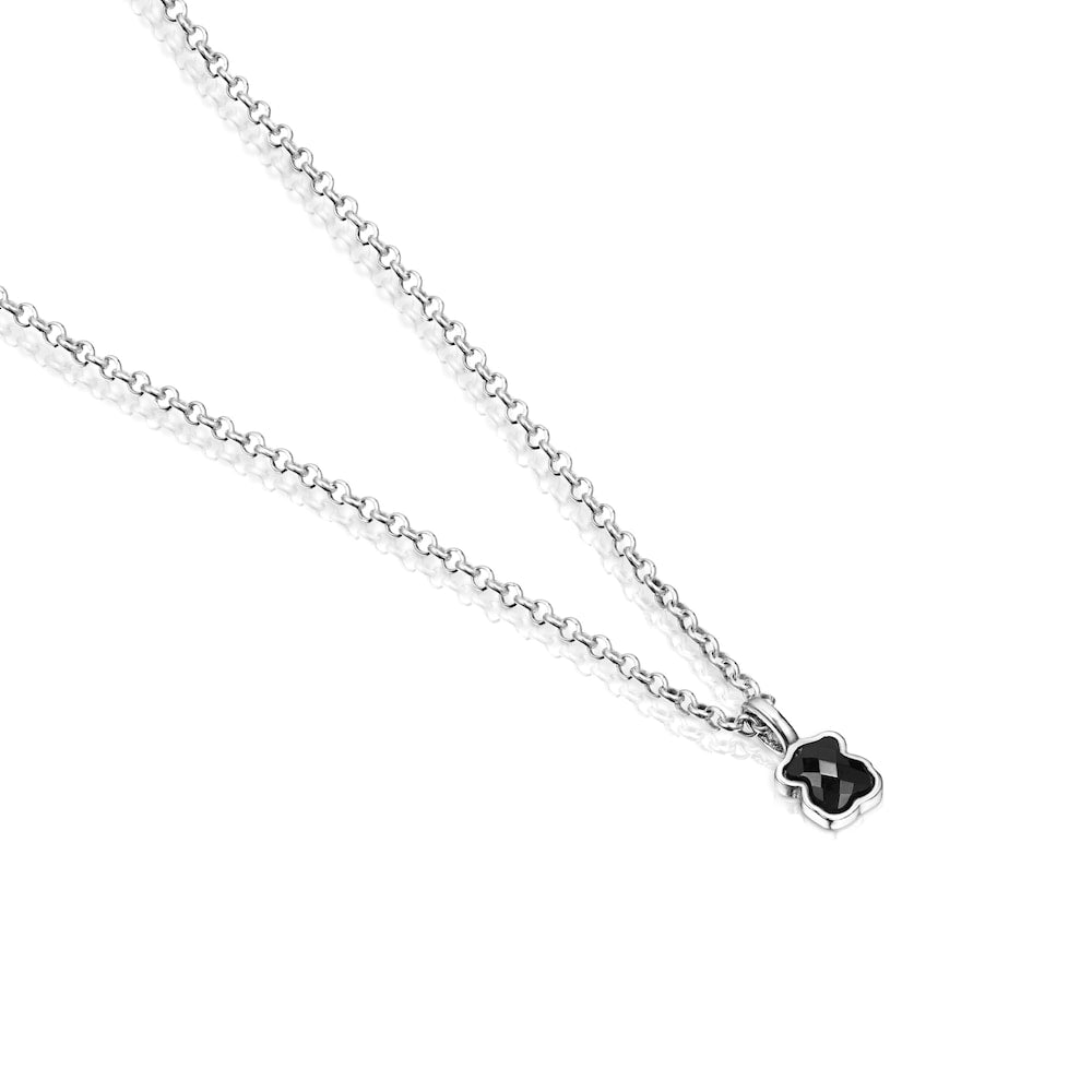 Mini Onix Necklace in Silver with Onyx 0,4cm |