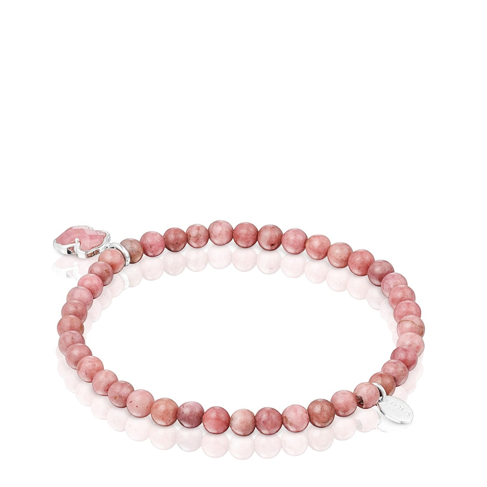Silver and rhodonite Icon Color bracelet |