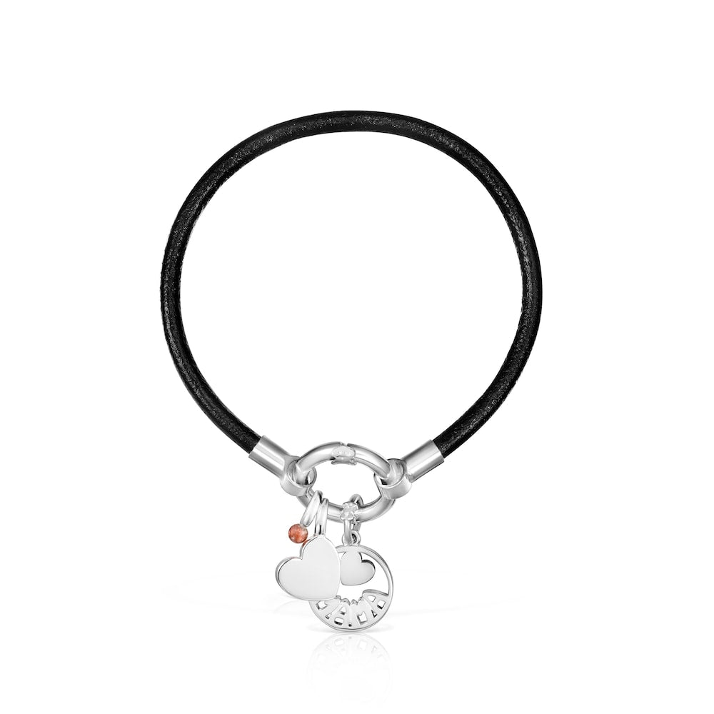 Mama Bracelet in Silver and black Leather