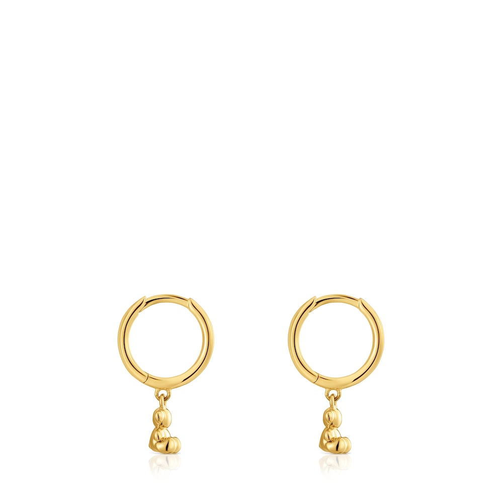Bold Bear Gold and bear charm Hoop earrings |