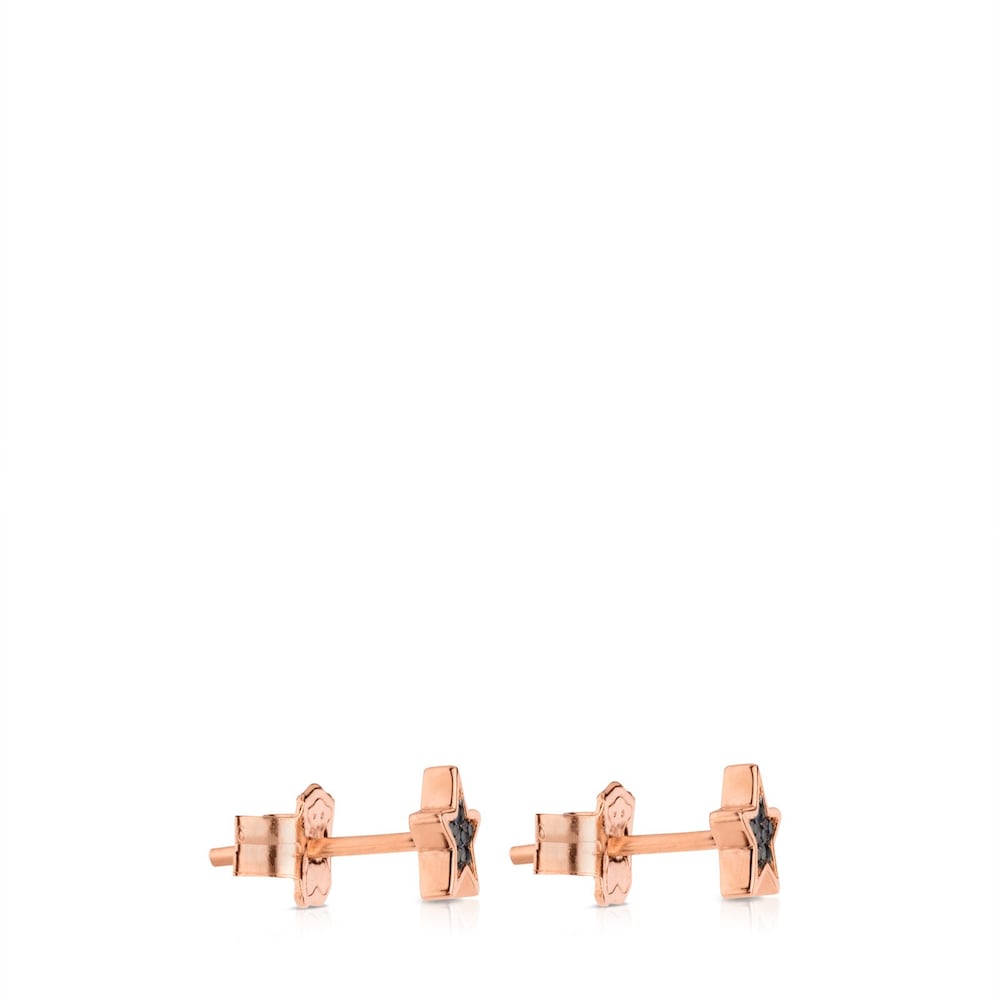 Rose Vermeil Silver Motif Earrings with Spinels and Star motif |