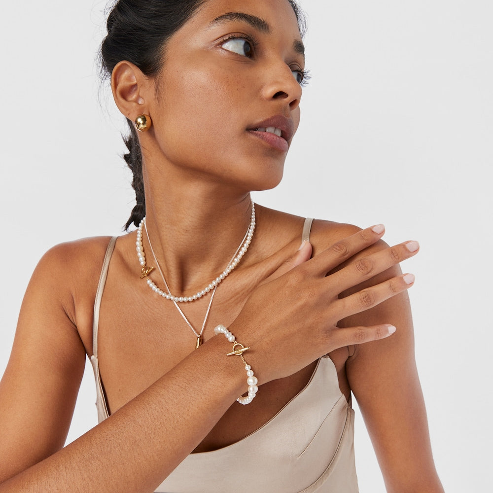 Cultured pearl Lure Bracelet with silver vermeil |