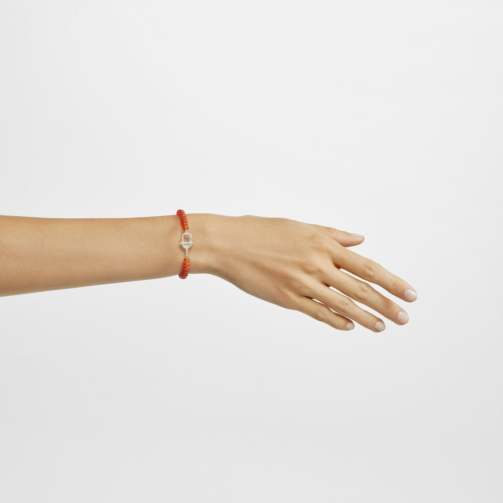 Silver Bracelet with treated orange chalcedony MANIFESTO