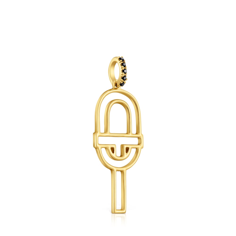 Medium gold silhouette Pendant with spinels MANIFESTO