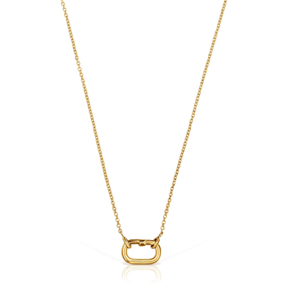 Short Necklace with plating over silver with ring Hold Oval |