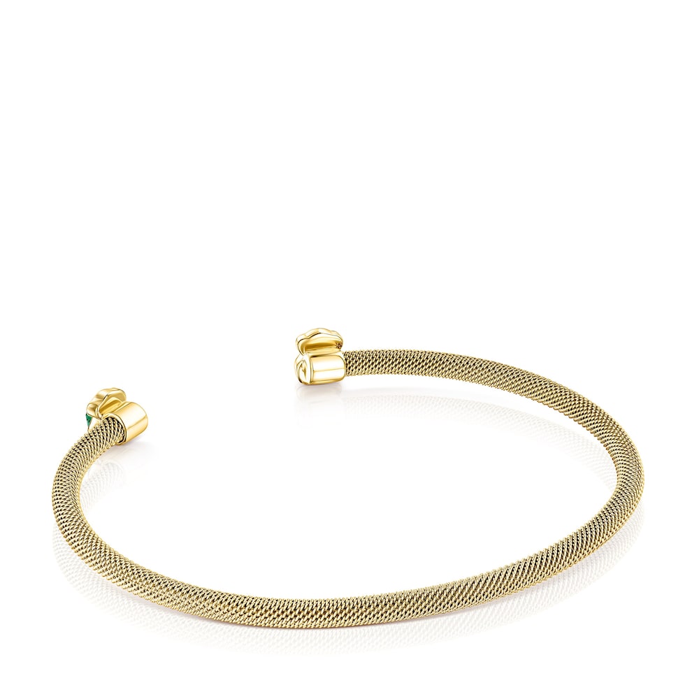 Fine gold-colored IP Steel Bracelet with Malachite