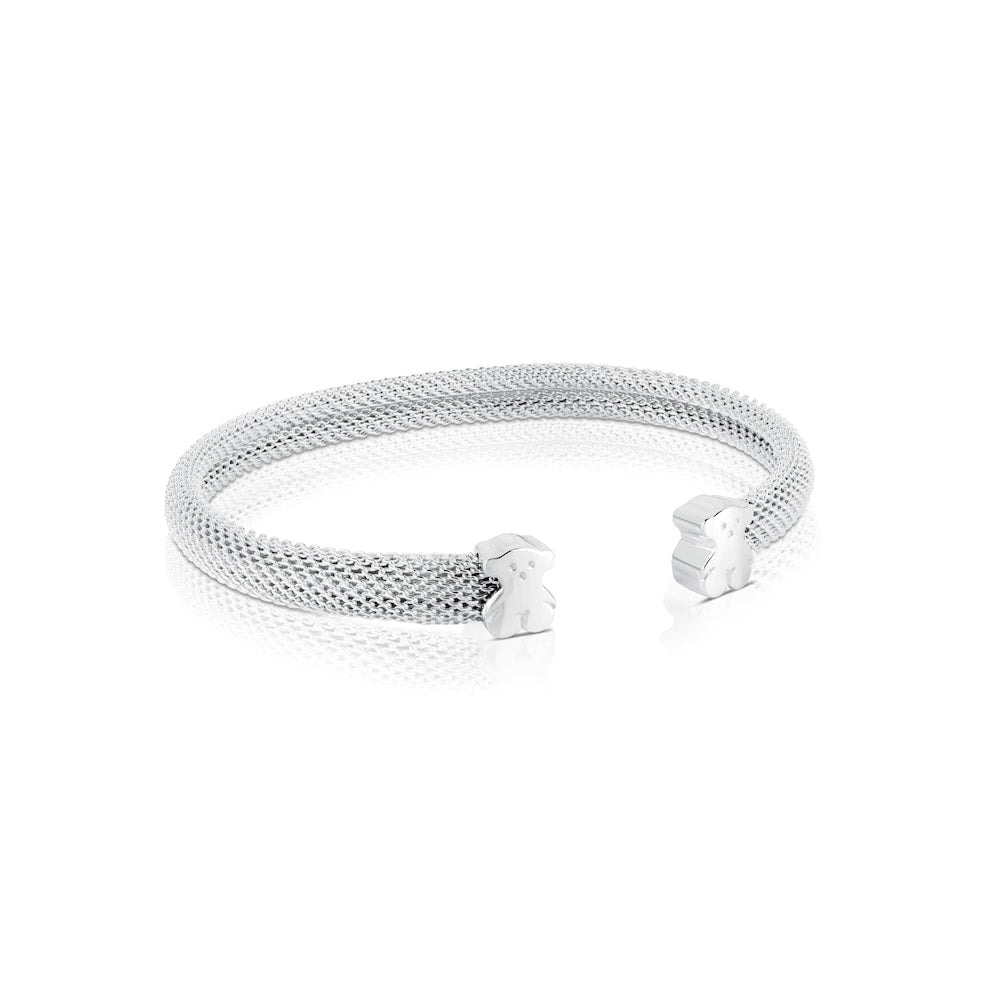 Mesh TOUS Silver Bangle Bear motif |